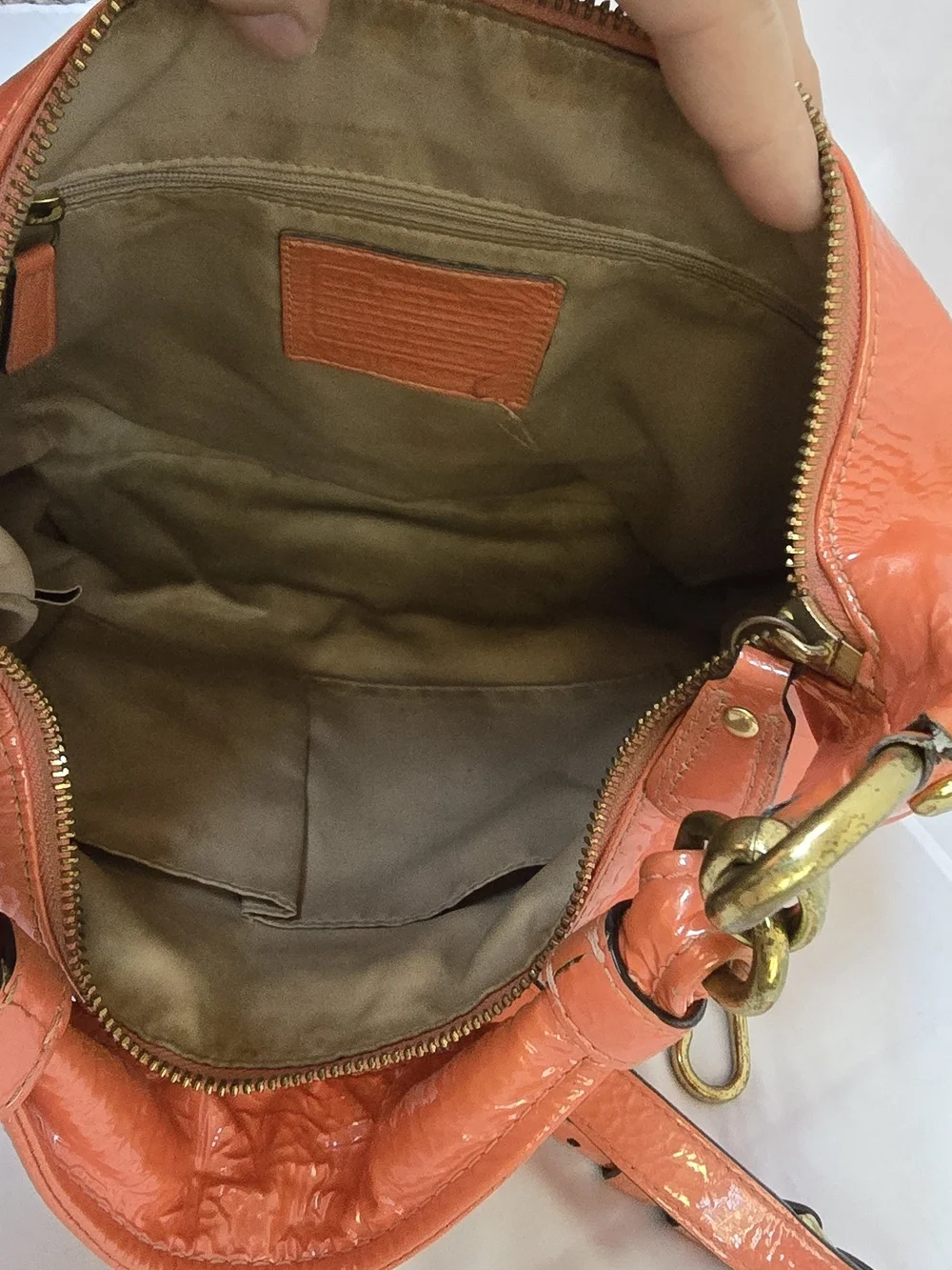 Coach Kristin 16948 Coral Patent Leather Convertible Hobo Bag